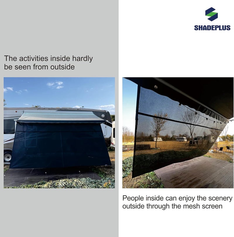 SHADEPLUS RV Awning Side Shade 9'X7',Black Mesh RV Awning Sun Shade Screen,Universal Trailer Sunshade Screen with Complete Kits,Improves Shadow and Privacy. - Image 5